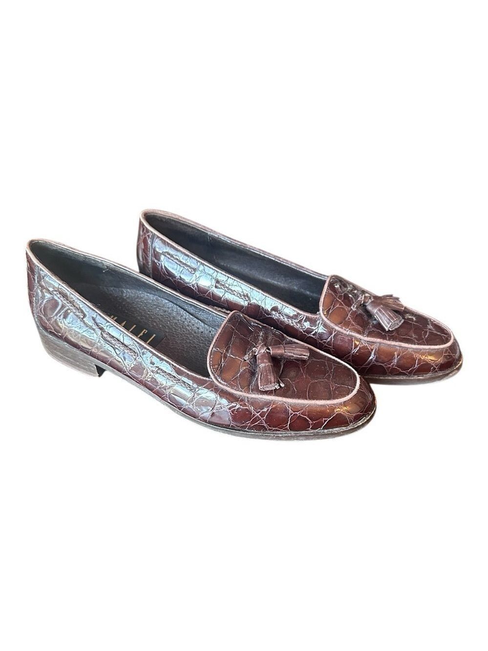 AMALFI Croc Print w/Tassel Classic Leather Loafers Women's size 8 1/2 AA